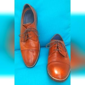 COLE HAAN MENS LENOX HILL CAP TOE  OXFORD DRESS SHOES BRITISH TAN BROWN LEATHER